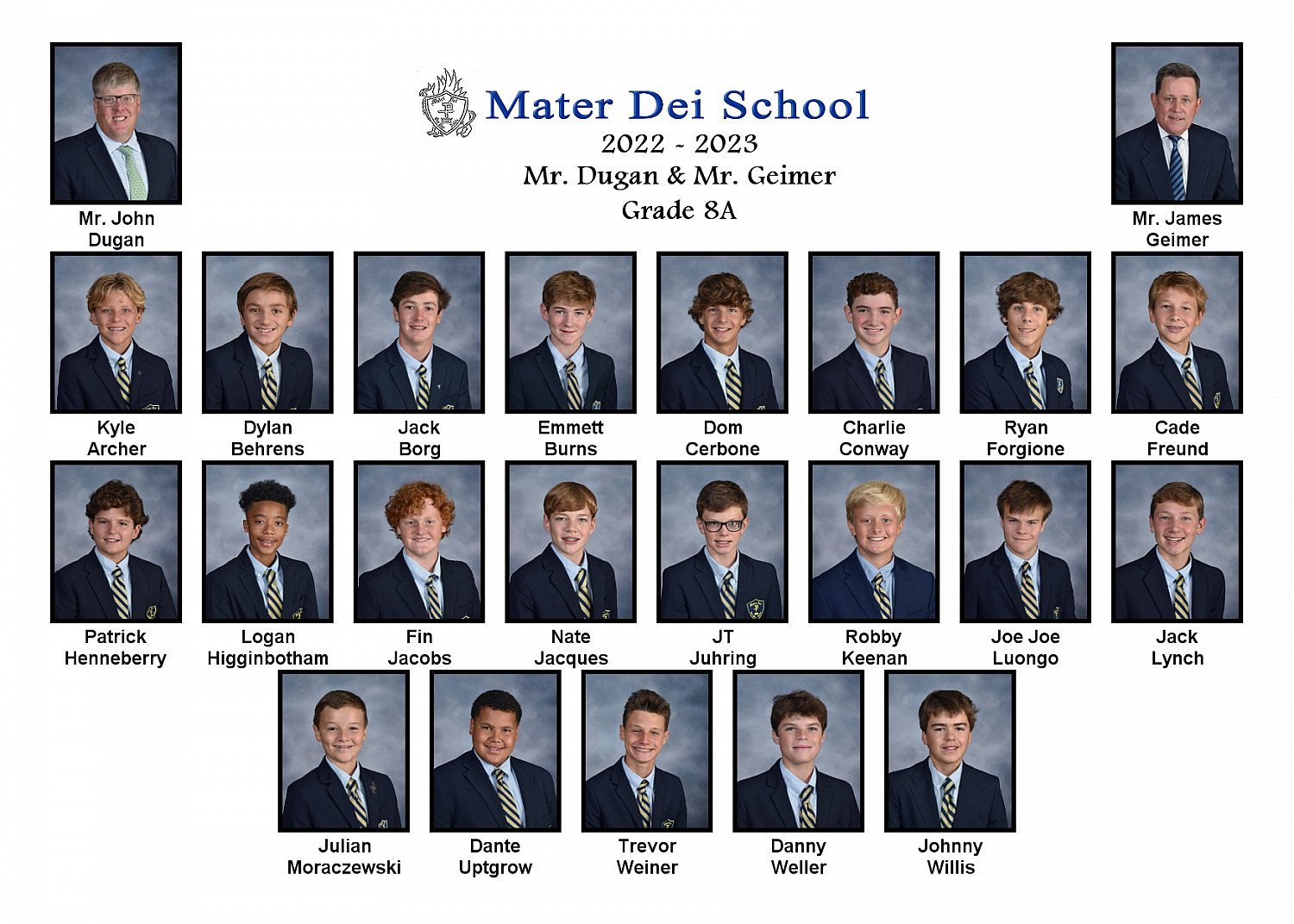 20232024 Mater Dei Class Composite ONLY Preorder Clients Elem